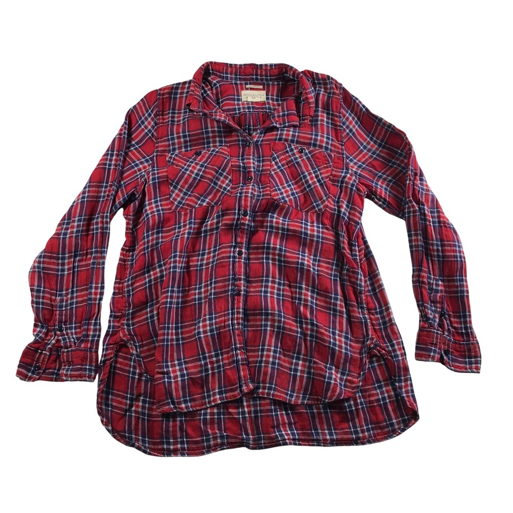 Denim & Supply Ralph Lauren Red Blue Plaid Linen Cotton Utility Shirt XL